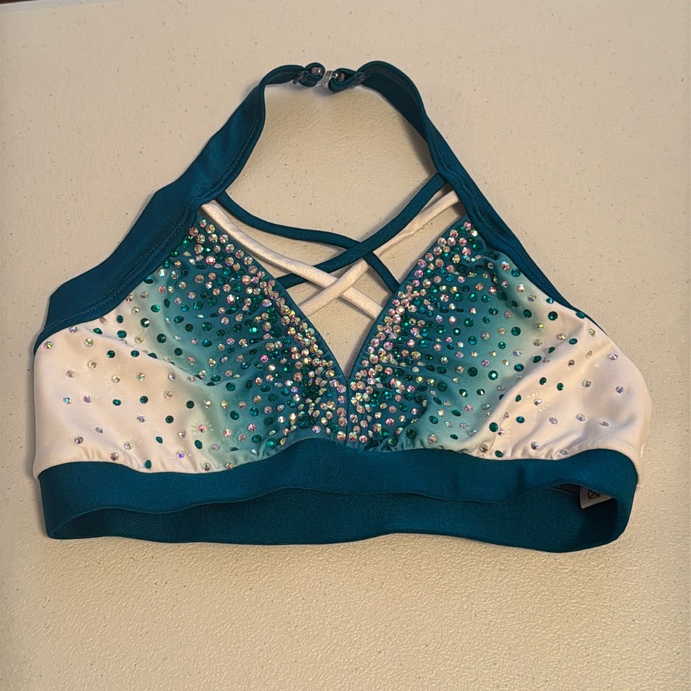 DallasWear NFL NBA PRO CHEER DANCE AUDITION Brisa Top RHINESTONED XS New $221